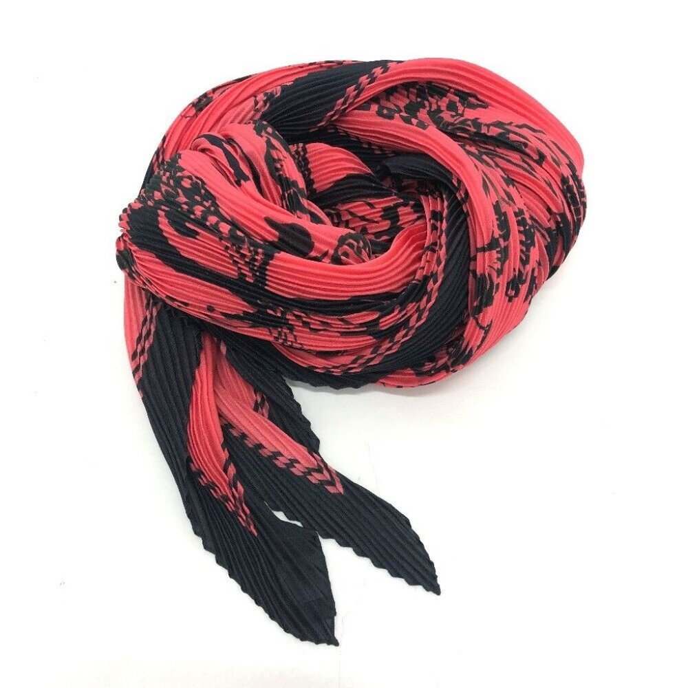 LOUIS VUITTON Floral stamp Giant Pleated Scarf silk Black - Picture 1 of 12